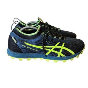 ASICS Men's Size 11.5 Athletic Shoes in Blue and Neon Green